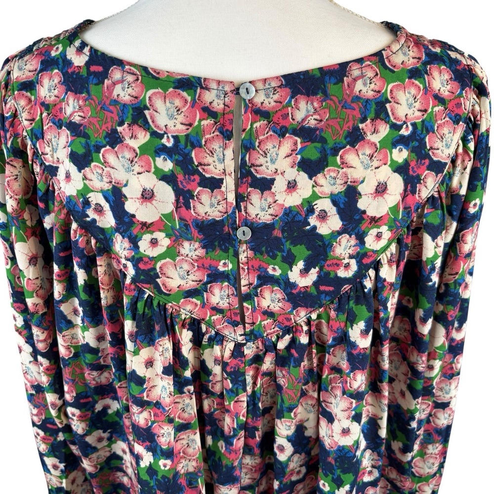 Entro Floral Boho Pullover‎ Embroider Long Sleeve Blouse Top Festival Pink Sz M